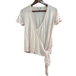 Autumn Cashmere Pink Wrap Top S  100% Cashmere